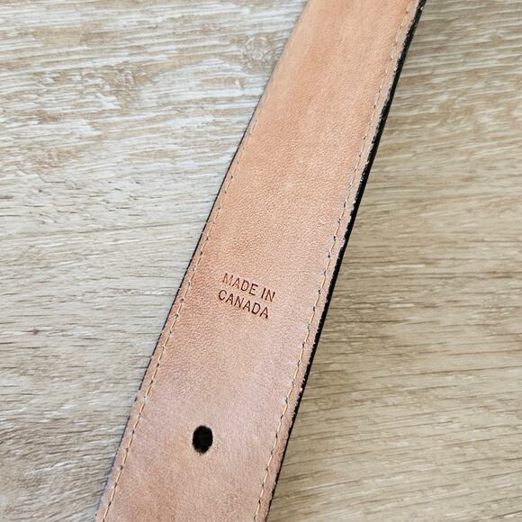 Fullum & Holt Black Croc Embossed Leather Belt sz 44/110 Minimalist Casual Work - Picture 3 of 7